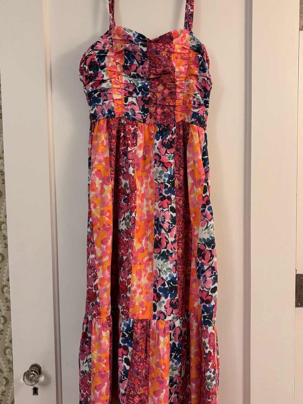 French Conection size 4 Floral Pink Multi-Color Sundress with pleated Bodice